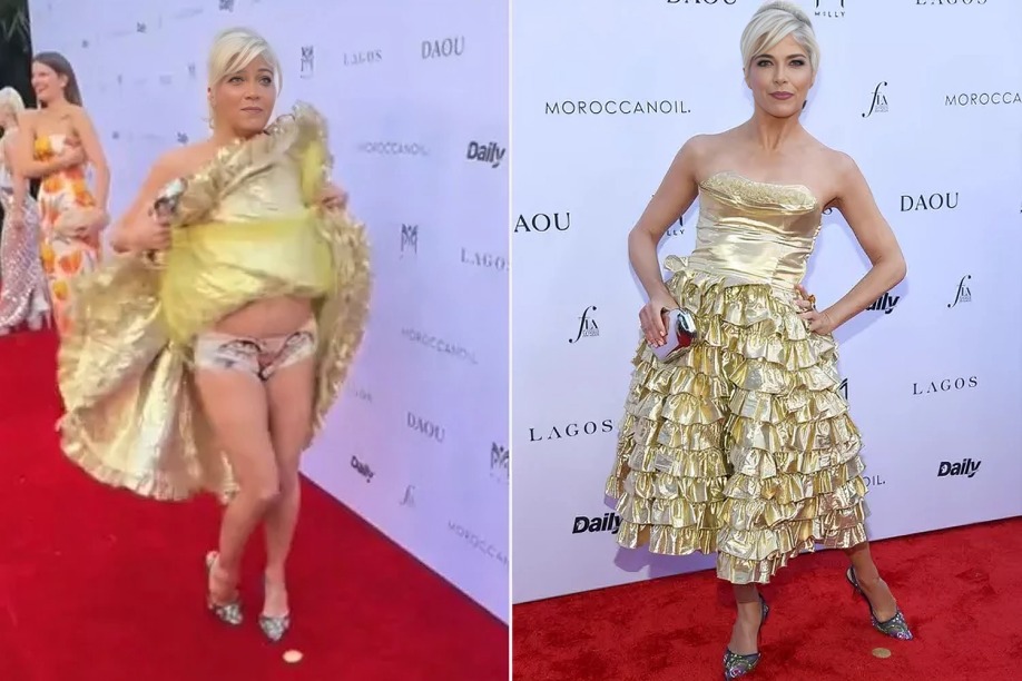 Selma Blair Playfully Flashes Her Cat Underwear for Betsey Johnson on Red Carpet: ‘I See London, I See France’